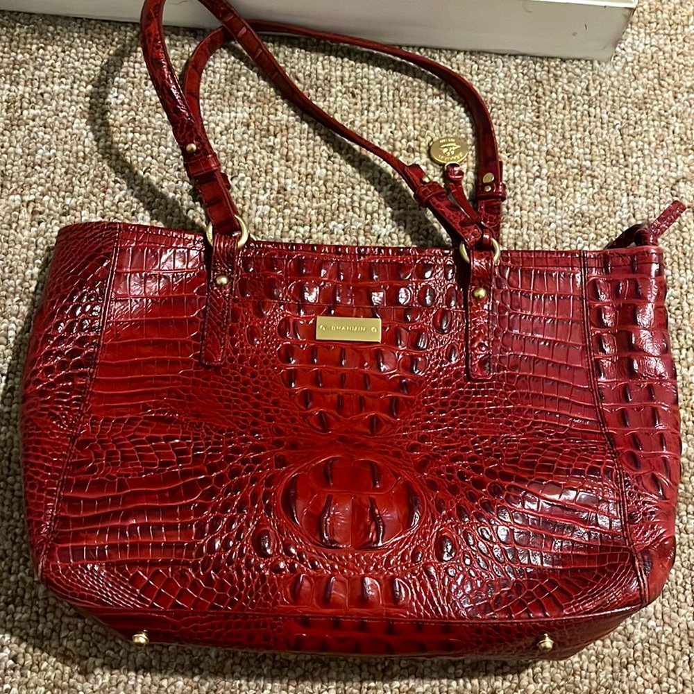 Brahmin Red Crocodile-Embossed Shoulder Bag - Picture 12 of 12